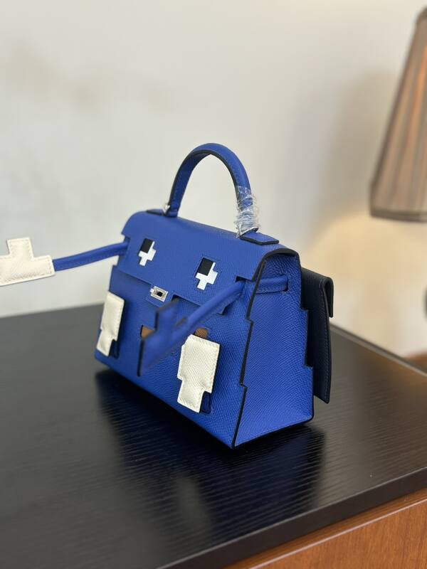 Hermes Mosaic Doll Blue Epsom leather top handle — 1:1 Replica