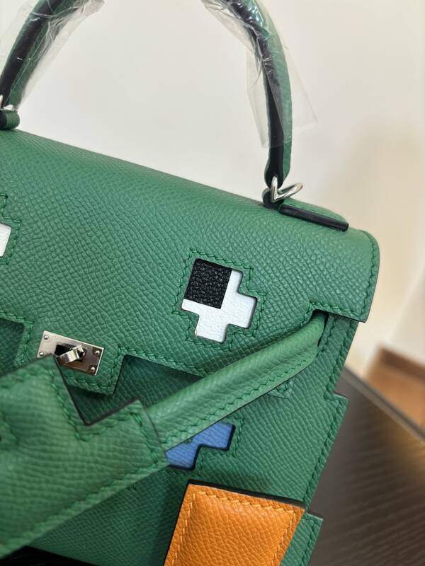 Hermes Mosaic doll bag Green multicolor Epsom leather crossbody — Premium Replica