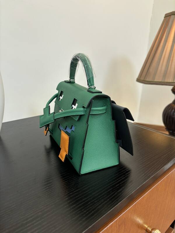 Hermes Mosaic doll bag Green multicolor Epsom leather crossbody — Premium Replica