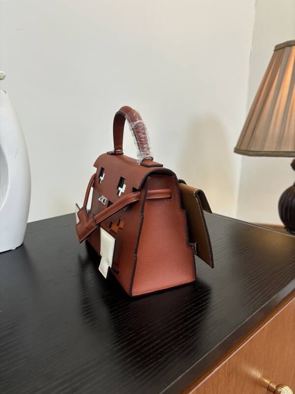 Hermes Mosaic Brown Epsom leather with white and black accents top handle — Premium Replica
