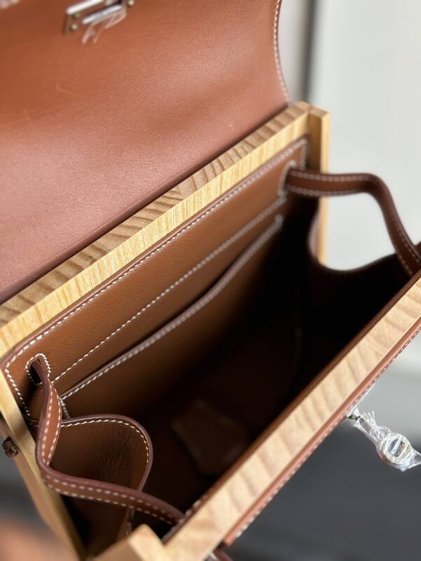 Hermes Kelly Brown wood multicolor top handle — 1:1 Replica