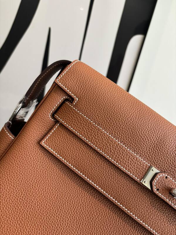 Hermes Kelly Messenger Gold Brown — Top Quality Replica