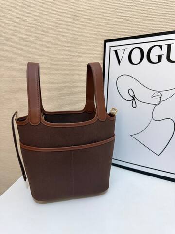 Hermes Cargo Picotin Brown canvas and leather 18cm everyday AAA Quality Replica