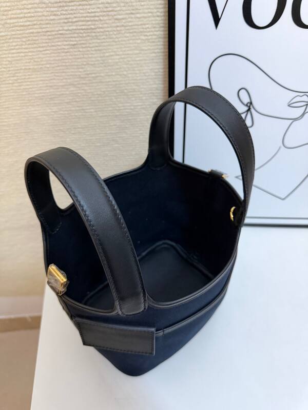 Hermes Cargo Picotin Navy canvas with black leather everyday — AAA Quality Replica