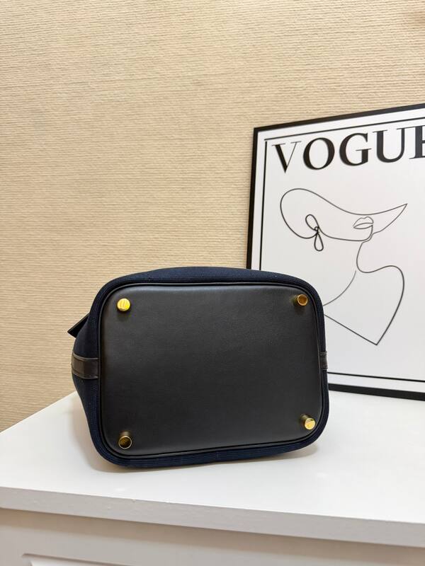 Hermes Cargo Picotin Navy canvas with black leather everyday — AAA Quality Replica