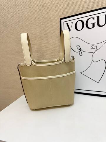 Hermes Cargo Picotin Beige Cream canvas with cream leather trim 18cm everyday Premium Replica