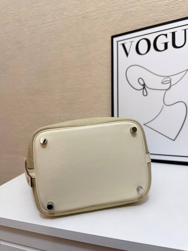 Hermes Cargo Picotin Beige Cream canvas with cream leather trim everyday — Premium Replica