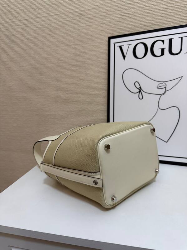 Hermes Cargo Picotin Beige Cream canvas with cream leather trim everyday — Premium Replica