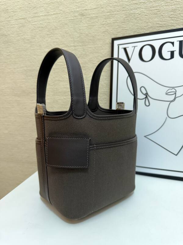 Hermes Cargo Picotin Brown canvas and leather everyday — Premium Replica
