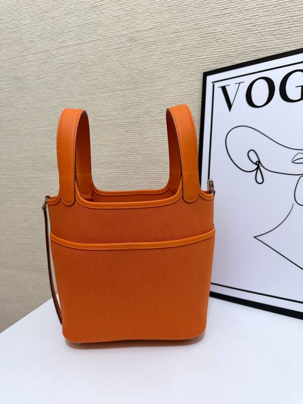 Hermes Picotin Cargo 18 Orange Swift leather canvas everyday — 1:1 Replica