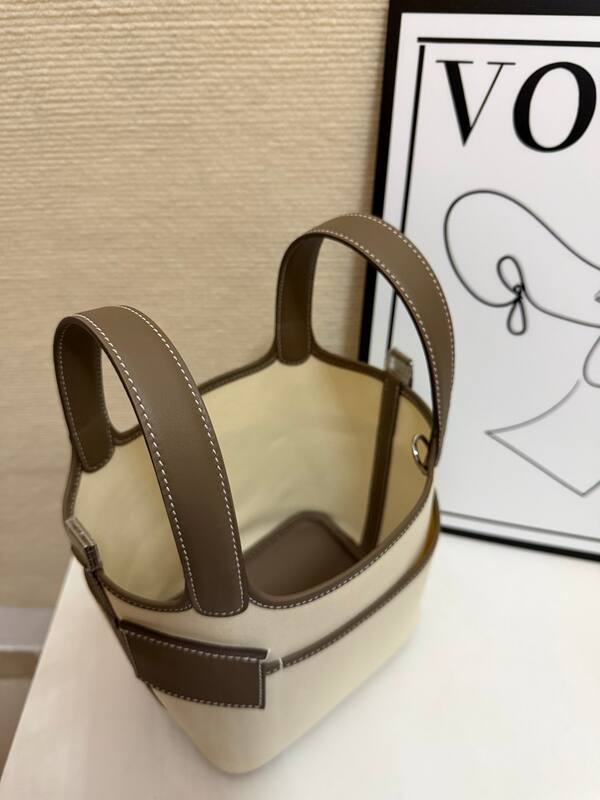 Hermes Cargo Picotin Cream canvas with taupe leather everyday — 1:1 Replica