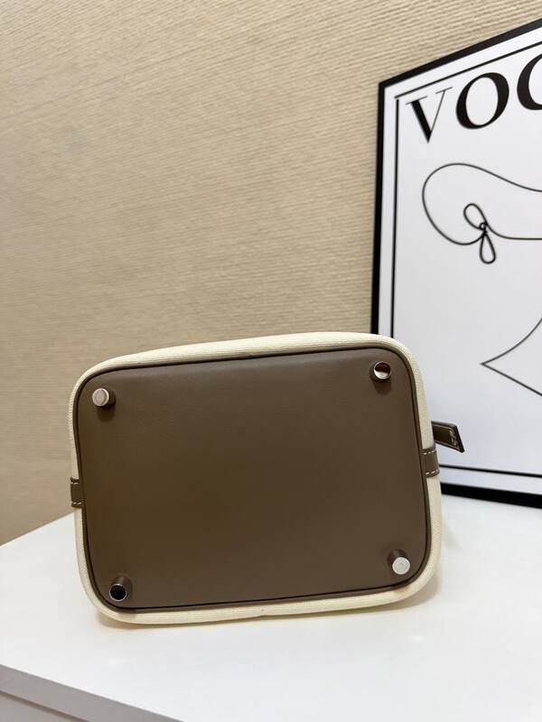 Hermes Cargo Picotin Cream canvas with taupe leather everyday — 1:1 Replica
