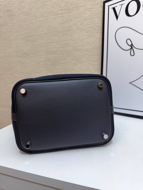 Hermes Cargo Picotin Navy canvas with gray leather everyday — AAA Quality Replica