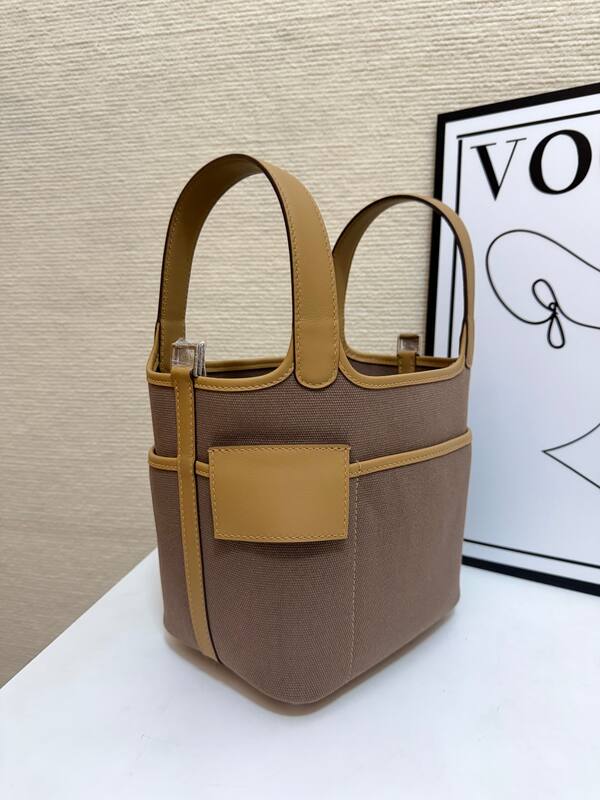 Hermes Cargo Picotin Taupe canvas with beige leather everyday — 1:1 Replica