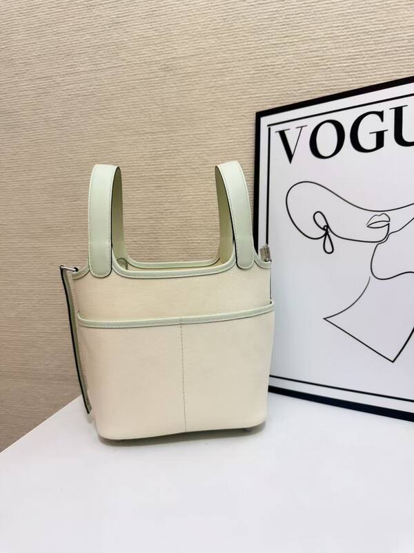 Hermes Cargo Picotin 18 Swift leather light green cream everyday — Top Quality Replica