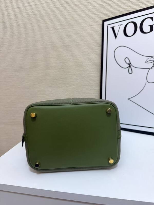 Hermes Cargo Picotin Olive Green canvas and leather everyday — 1:1 Replica