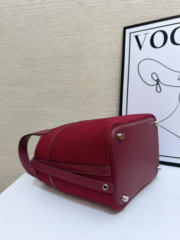 Hermes Cargo Picotin Red canvas with pink leather trim everyday — AAA Quality Replica