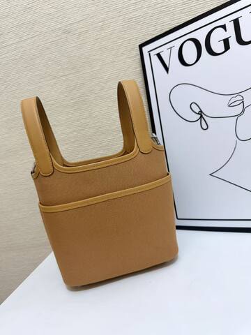 Hermes Cargo Picotin Tan canvas with beige leather 18cm everyday Premium Replica