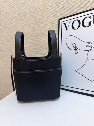 Hermes Cargo Picotin Black canvas and leather 18cm everyday Premium Replica