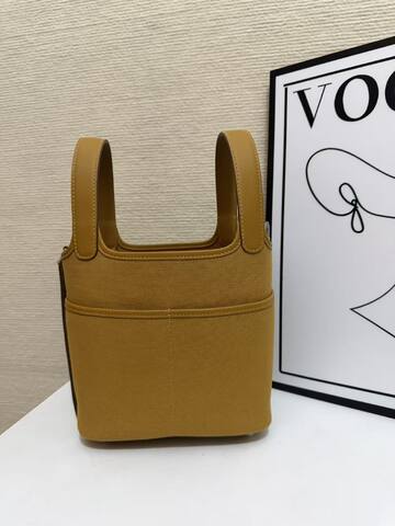 Hermes Cargo Picotin Mustard canvas and leather 18cm everyday Top Quality Replica