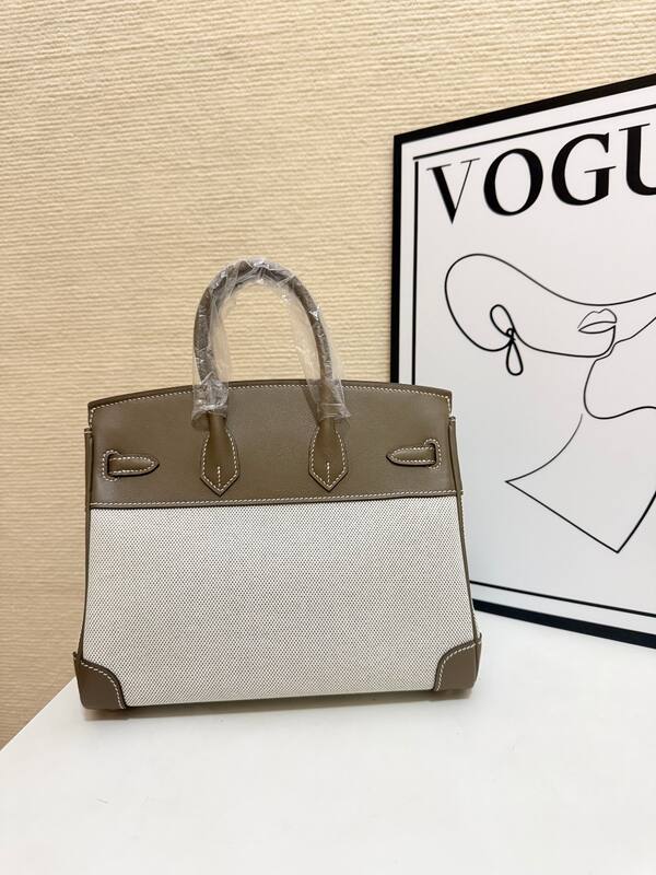 Hermes Birkin 30 Etoupe and Beige canvas everyday — Top Quality Replica