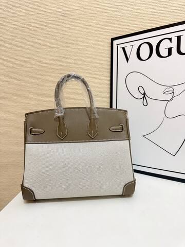 Hermes Birkin 30 Etoupe and Beige canvas 30cm everyday Top Quality Replica