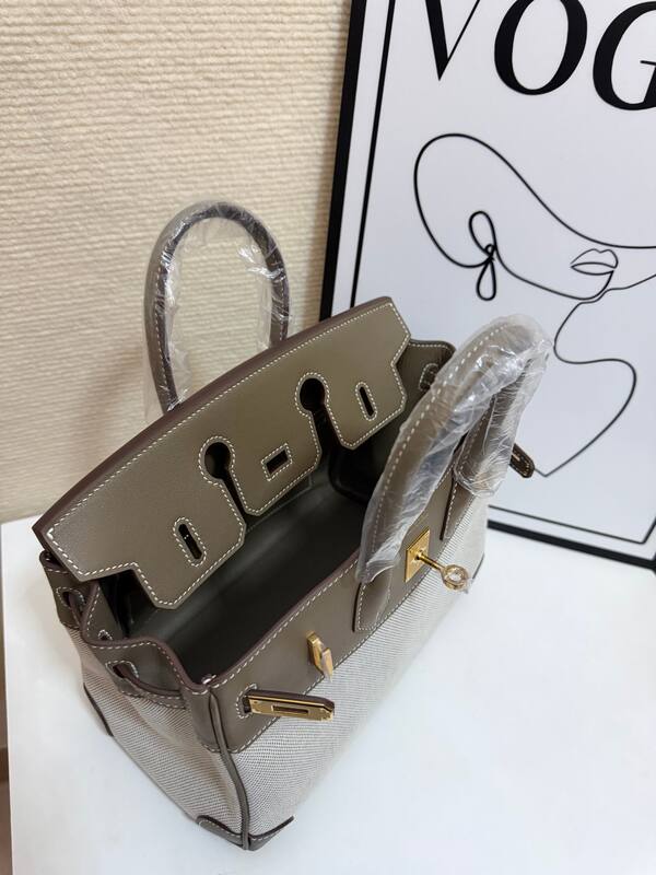 Hermes Birkin 30 Etoupe and Beige canvas everyday — Top Quality Replica
