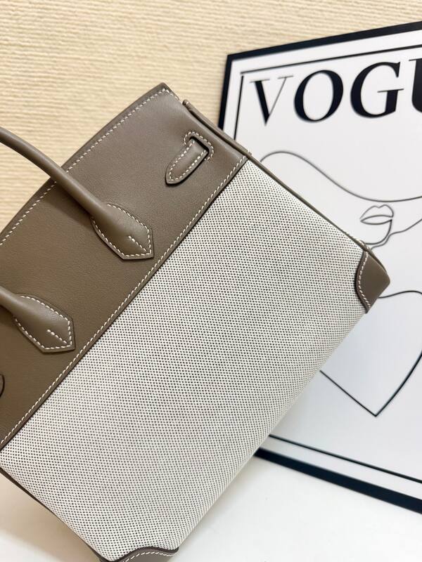 Hermes Birkin 30 Etoupe and Beige canvas everyday — Top Quality Replica