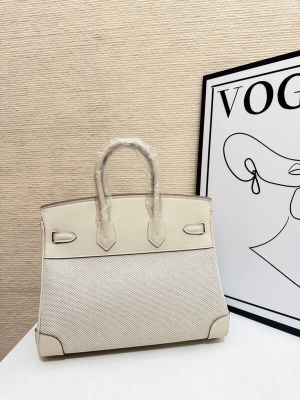 Hermes Birkin 30 Cream canvas and Swift leather work — AAA Quality Replica