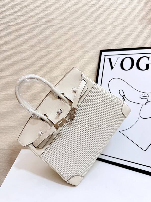 Hermes Birkin 30 Cream canvas and Swift leather work — AAA Quality Replica