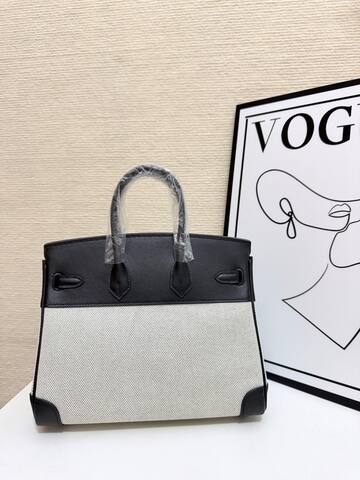 Hermes Birkin Black and Beige 30cm tote Premium Replica