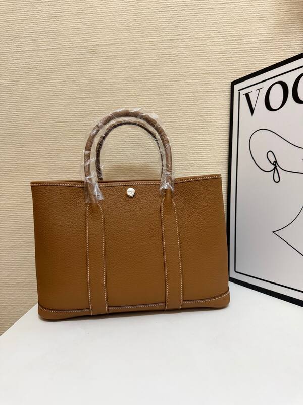 Hermes Garden Party Gold brown leather tote — AAA Quality Replica