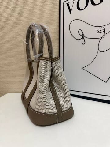 Hermes Garden Party Beige canvas with taupe leather 23cm tote Premium Replica