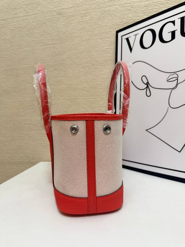 Hermes Garden Party Ecru canvas and coral orange leather tote — AAA Quality Replica