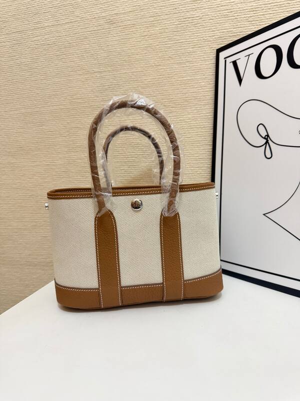 Hermes Garden Party Beige canvas and brown leather tote — Top Quality Replica