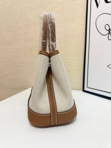 Hermes Garden Party Beige canvas and brown leather 23cm tote Top Quality Replica
