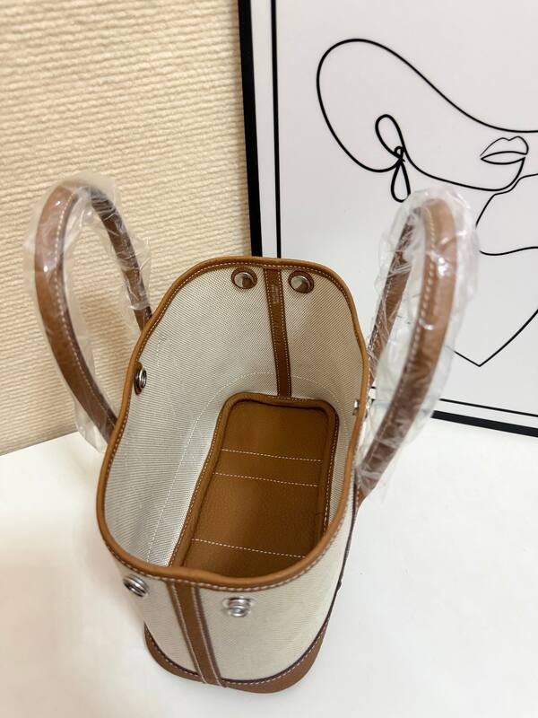 Hermes Garden Party Beige canvas and brown leather tote — Top Quality Replica