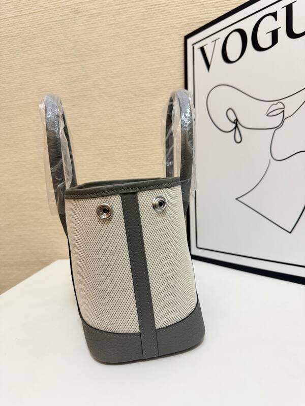 Hermes Garden Party Ecru canvas and gray leather tote — Premium Replica