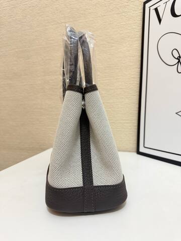 Hermes Garden Party Beige canvas and dark brown leather mini 23cm tote 1 1 Replica