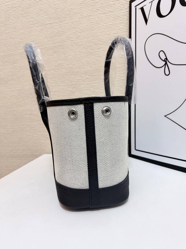 Hermes Garden Party Beige canvas and black leather tote — Top Quality Replica