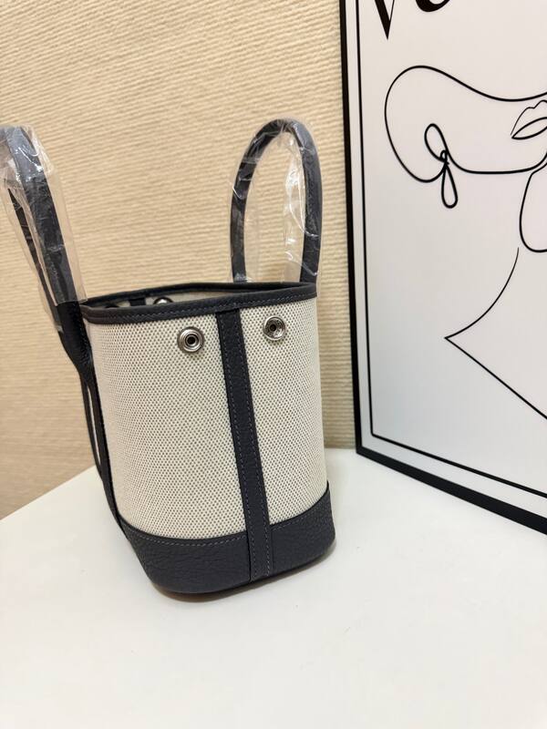 Hermes Garden Party Beige canvas and dark gray leather tote — 1:1 Replica