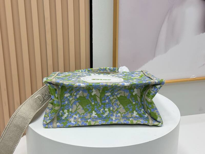 Dior Blue Green Floral Embroidery tote — AAA Quality Replica