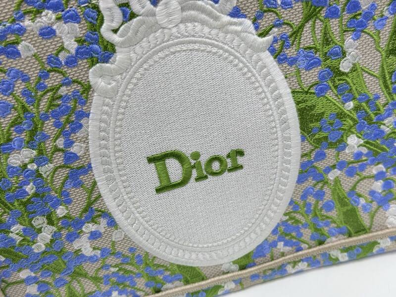 Dior Blue Green Floral Embroidery tote — AAA Quality Replica