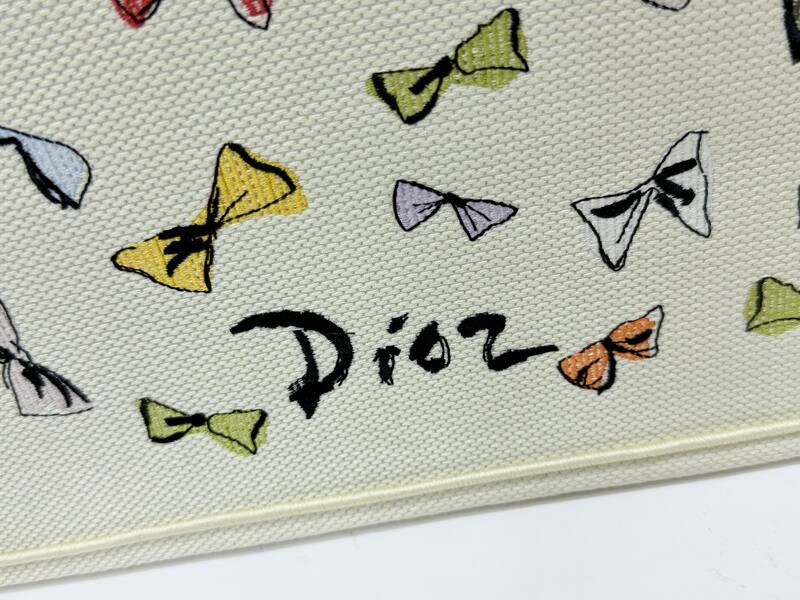 Dior Book Tote Ivory canvas with multicolor bow print — 1:1 Replica