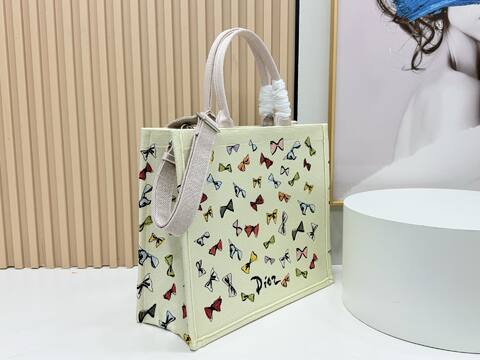 Dior Book Tote Ivory canvas with multicolor bow print 1 1 Replica
