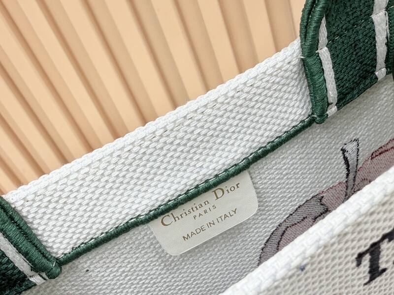 Dior Book Tote White and Green Embroidered Canvas — Premium Replica