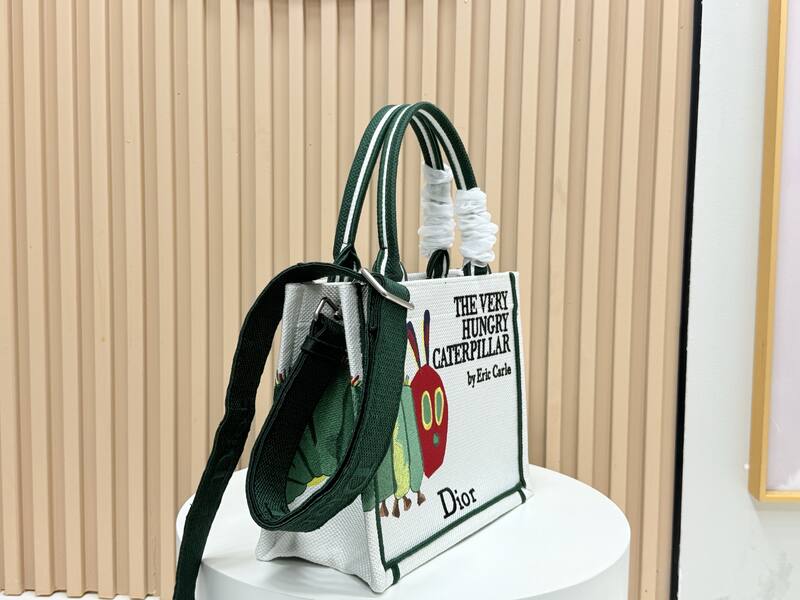 Dior Book Tote White and Green Embroidered Canvas — Premium Replica