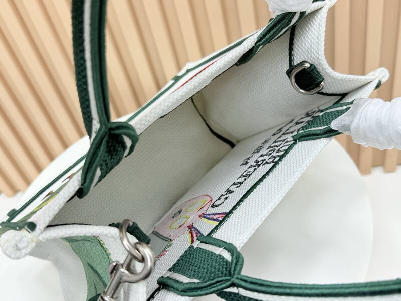 Dior Book Tote White and Green Embroidered Canvas — Premium Replica