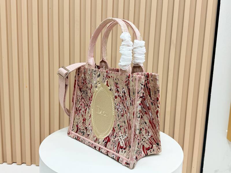Dior Book Tote Pink floral embroidered canvas small — 1:1 Replica