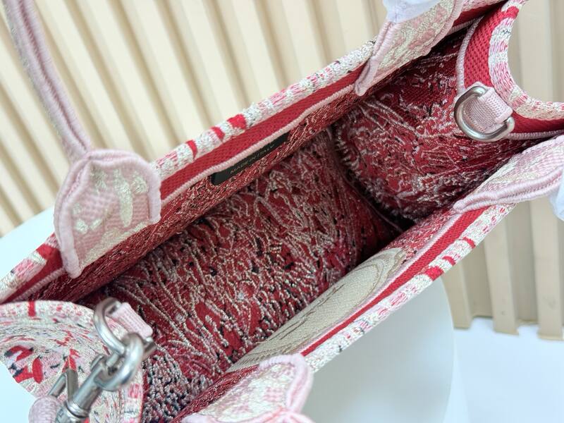 Dior Book Tote Pink floral embroidered canvas small — 1:1 Replica